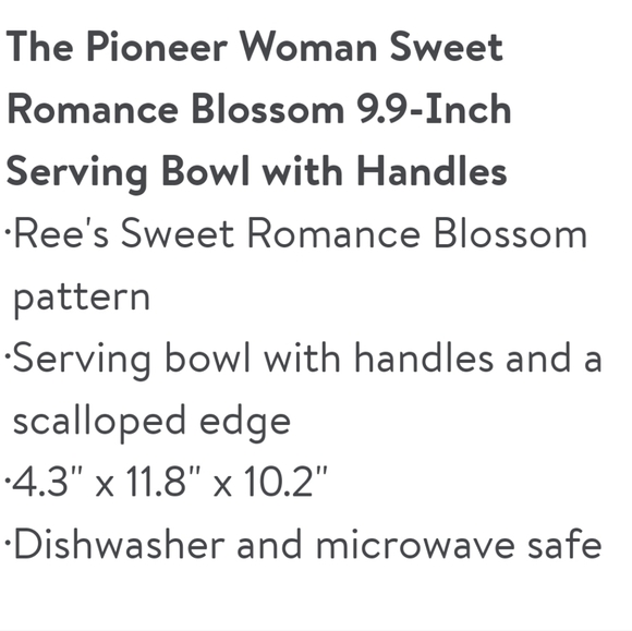 ❤️ New Pioneer Woman Sweet Romance Blossoms Serving Bowl - Picture 4 of 6